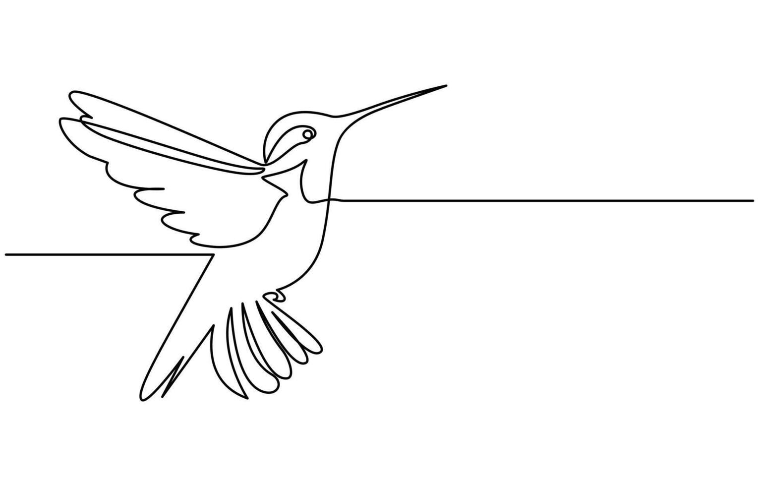 Continuous one line drawing of flying hummingbird. One line drawing illustration of colibri. Flying animal concept Single line, Hummingbird one line art design vector