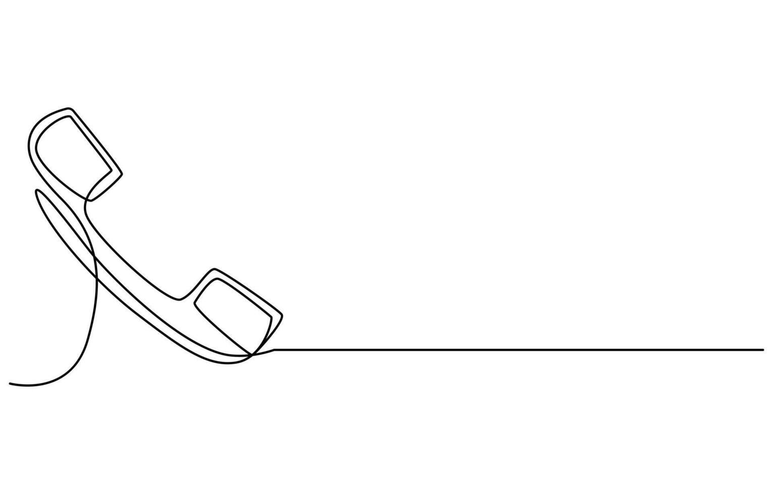 Line drawing handset cell. Single draw phone icon, line art contact us concept, telephone continuous monoline drawing vector