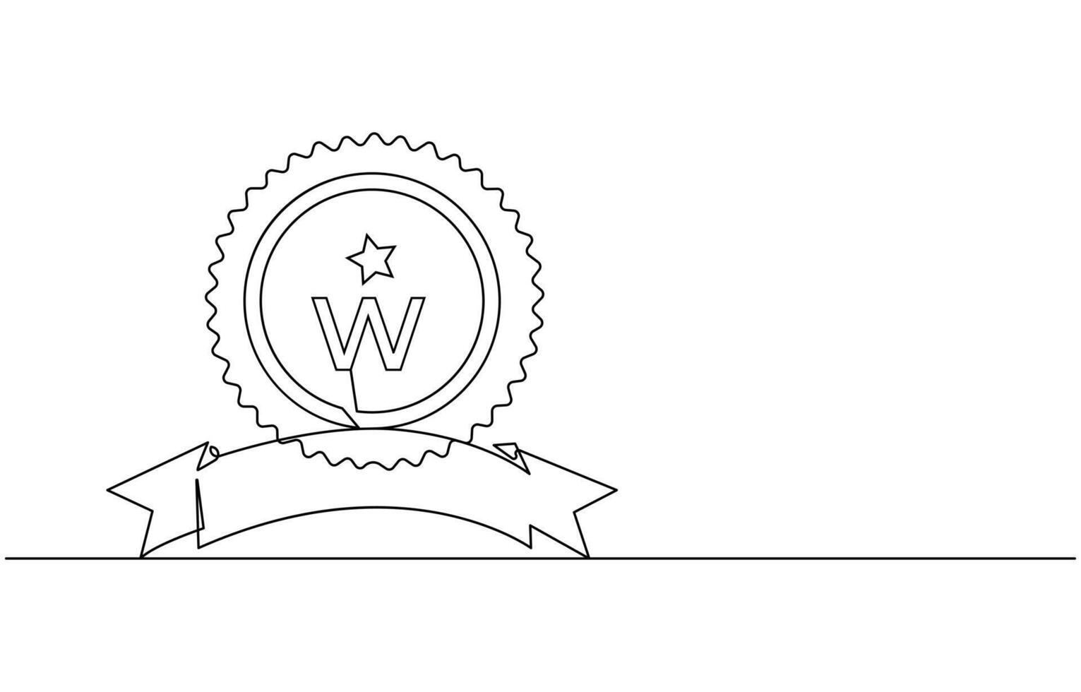 Award star badge continuous line art drawing,Continuous one line drawing of the best quality award badge, Award badge continuous one line drawing. vector