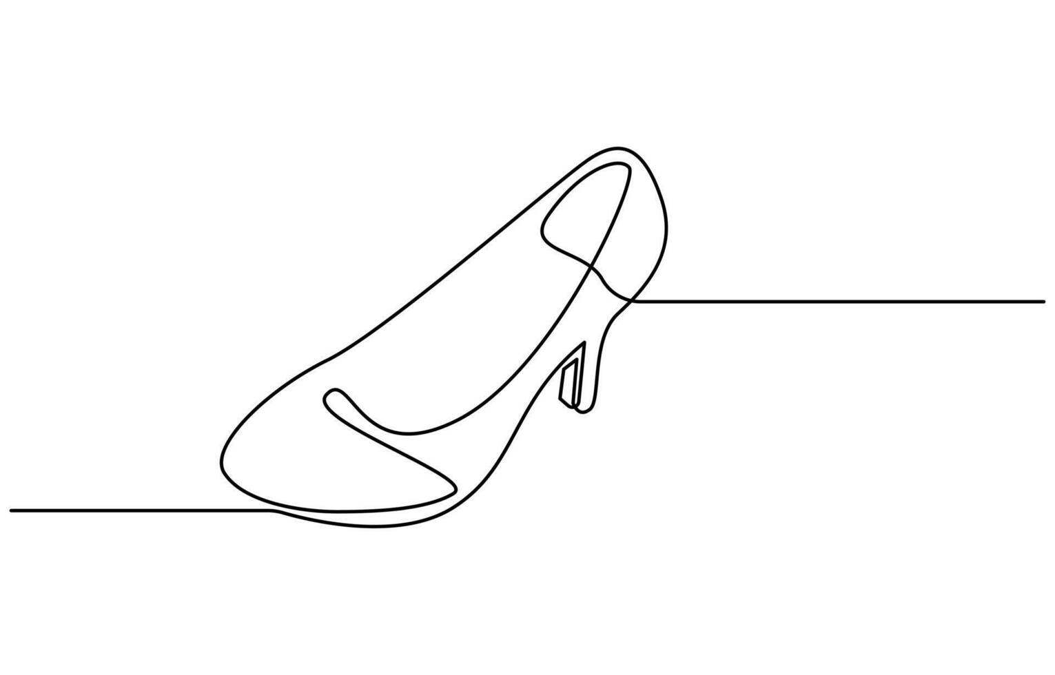 one continues line art. a high-hill shoes, Doodle Shoe Symbol Curve Sketch Silhouette vector