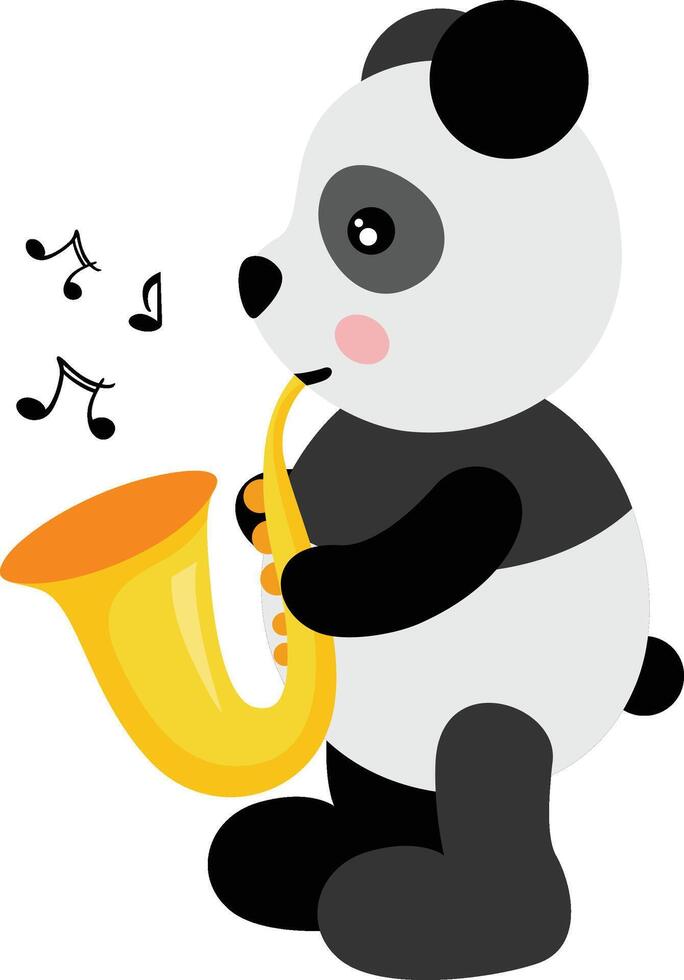 Cute panda playing the saxophone vector