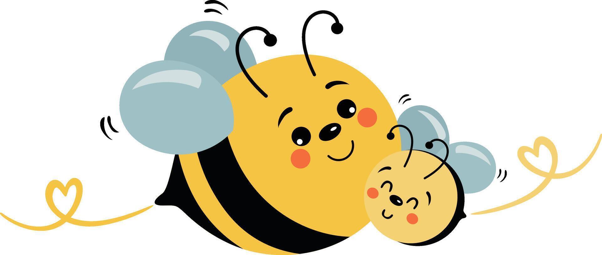 Cute bee and the little son vector