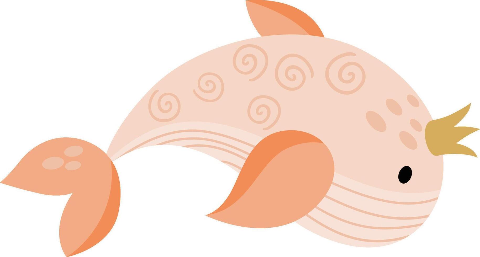 Friendly whale princess with crown vector