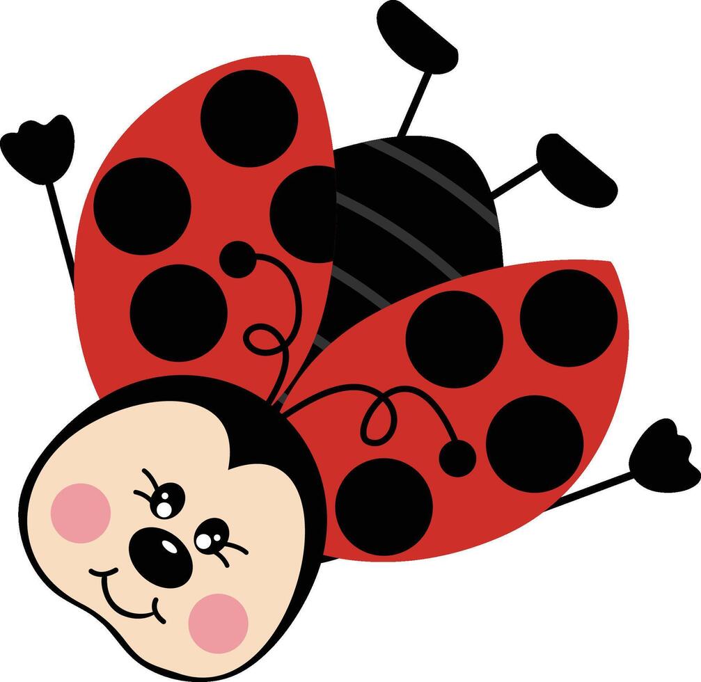 Cute ladybug flying isolated on white vector