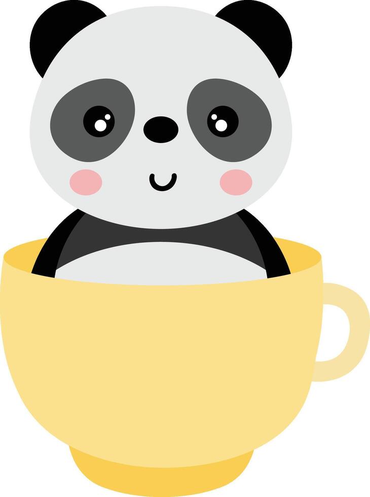 Adorable panda inside a yellow cup vector