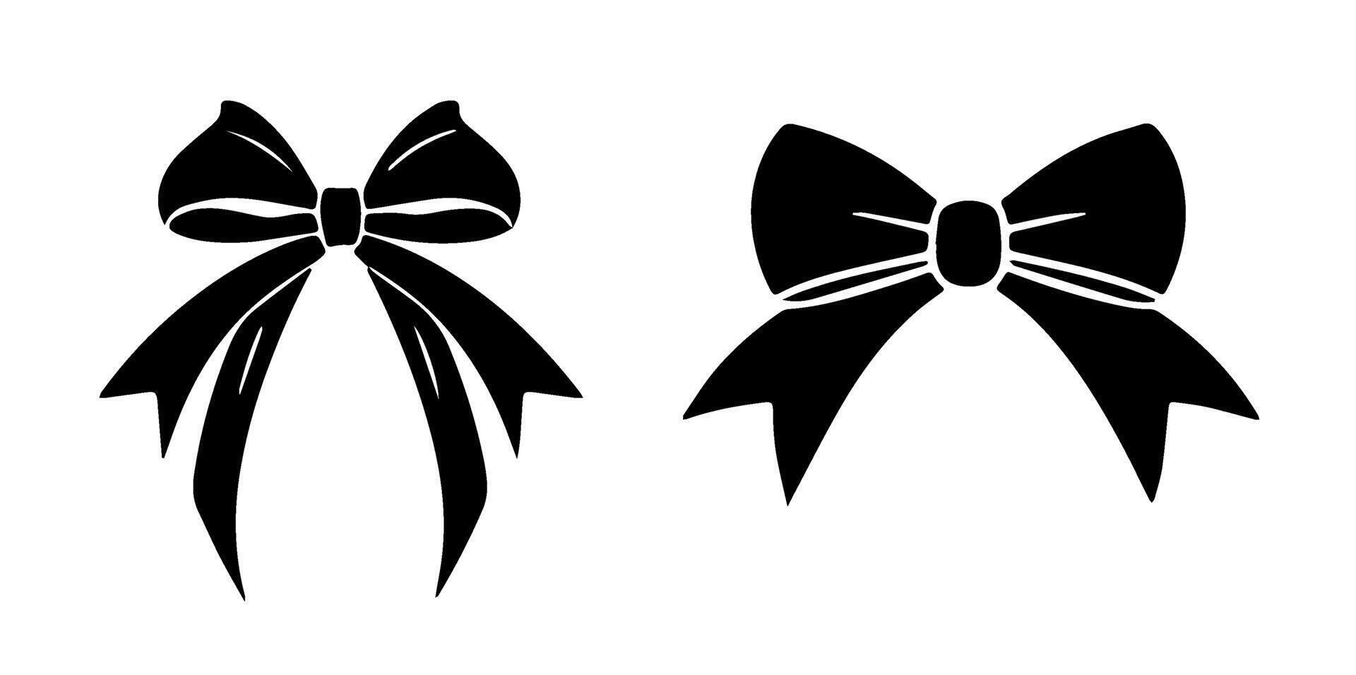 Decorative Bow Silhouette Set vector