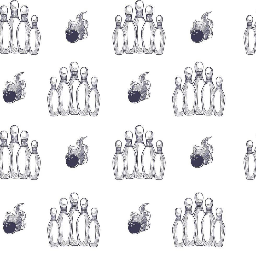 Bowling Pins Flaming Ball Pattern vector