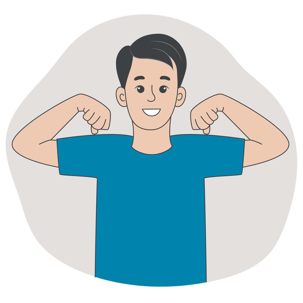 Satisfied man demonstrates self-confidence and pride in himself vector