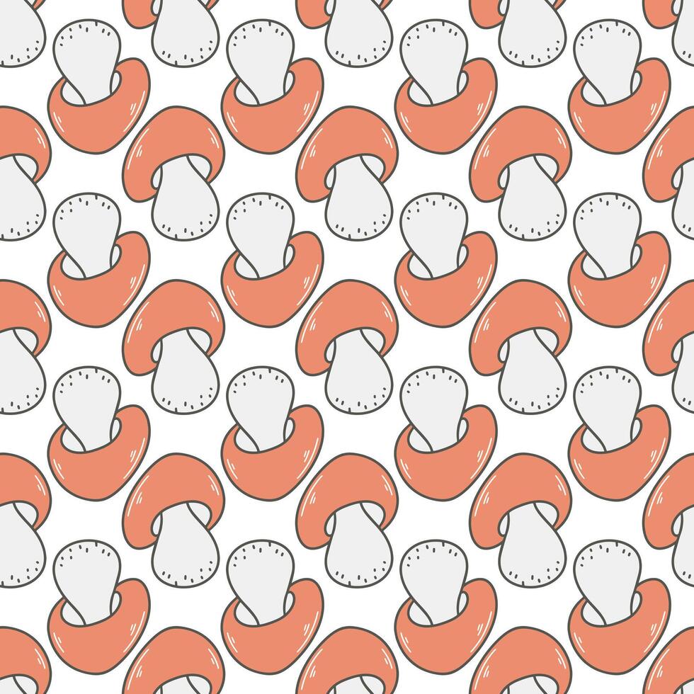 Solid fill forest mushrooms seamless pattern vector