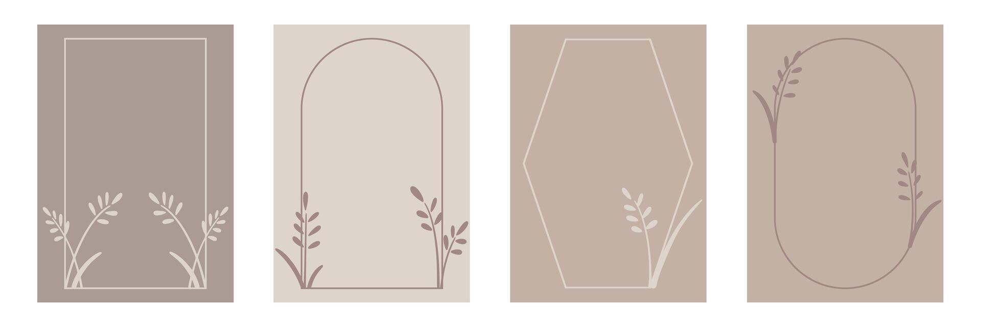 Set of modern frames with ears of corn vector