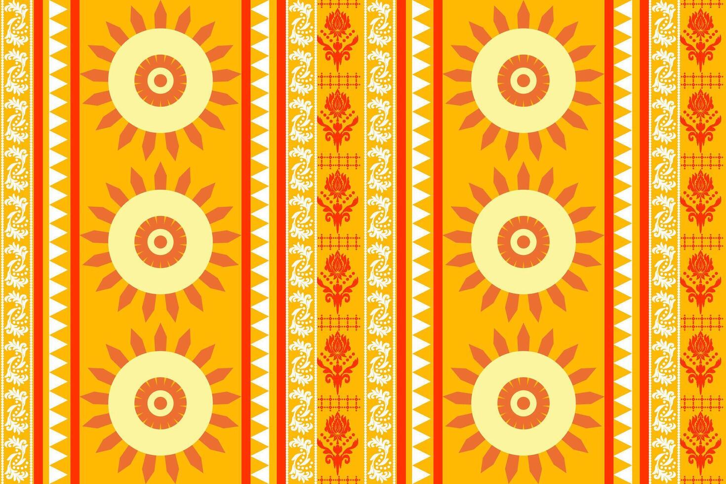 geometric pattern, traditional red, yellow design for background, carpet, wallpaper, clothing, wrapping, batik, fabric, embroidery pattern. vector