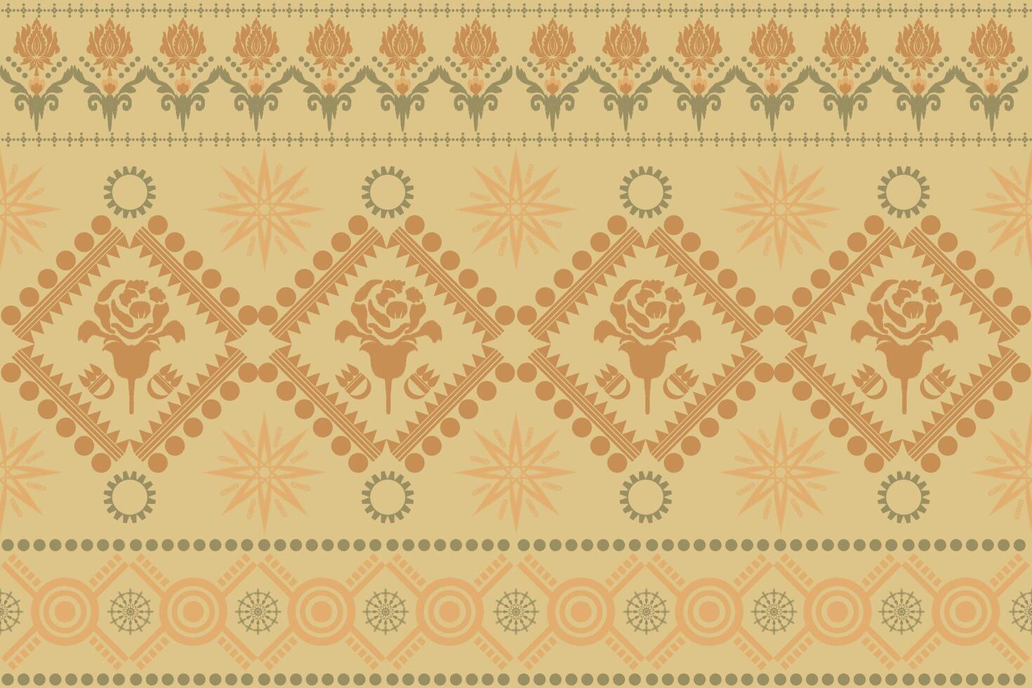 Floral background with handmade and seamless geometric oriental design. The original composition consists of brown and green colors. Including backgrounds, carpets, wallpaper, clothing. vector