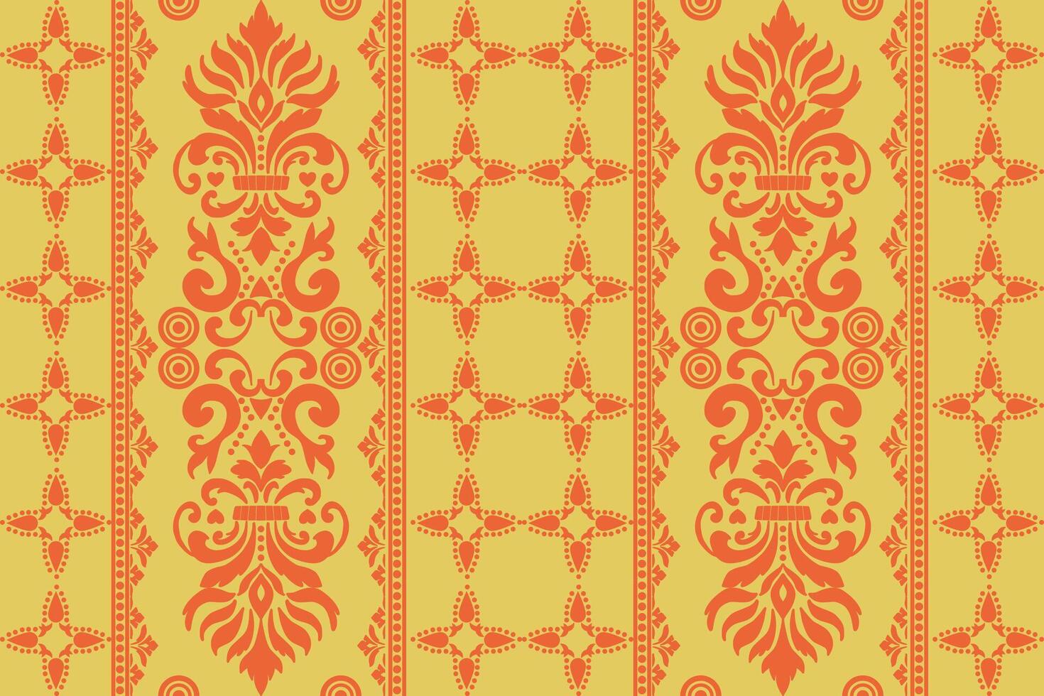 geometric pattern, traditional red, yellow design for background, carpet, wallpaper, clothing, wrapping, batik, fabric, embroidery pattern. vector