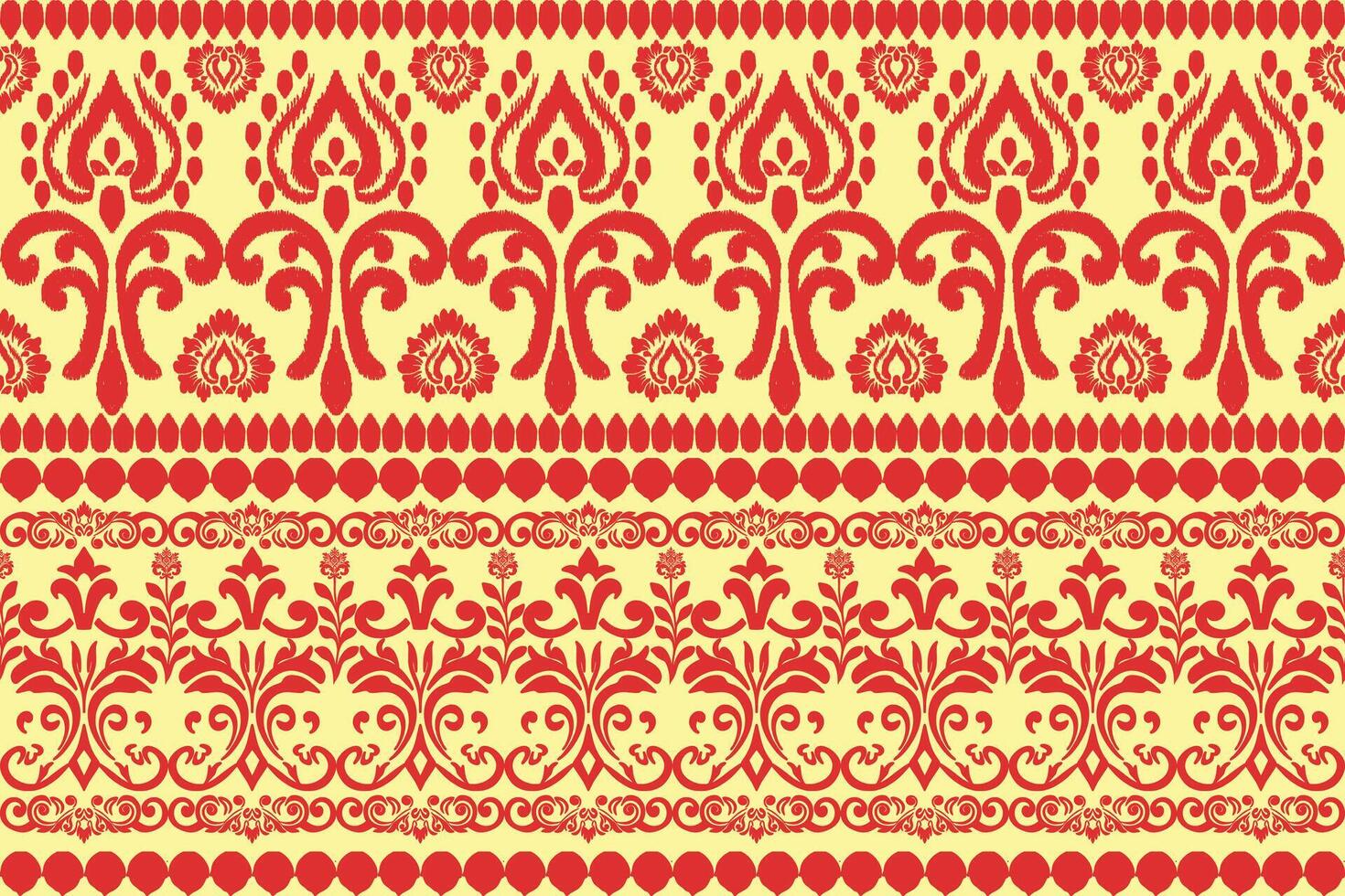 Floral background, geometric oriental seamless pattern, traditional blue, orange, yellow design for background, carpet, wallpaper, clothing, wrapping, batik, fabric, embroidery pattern vector