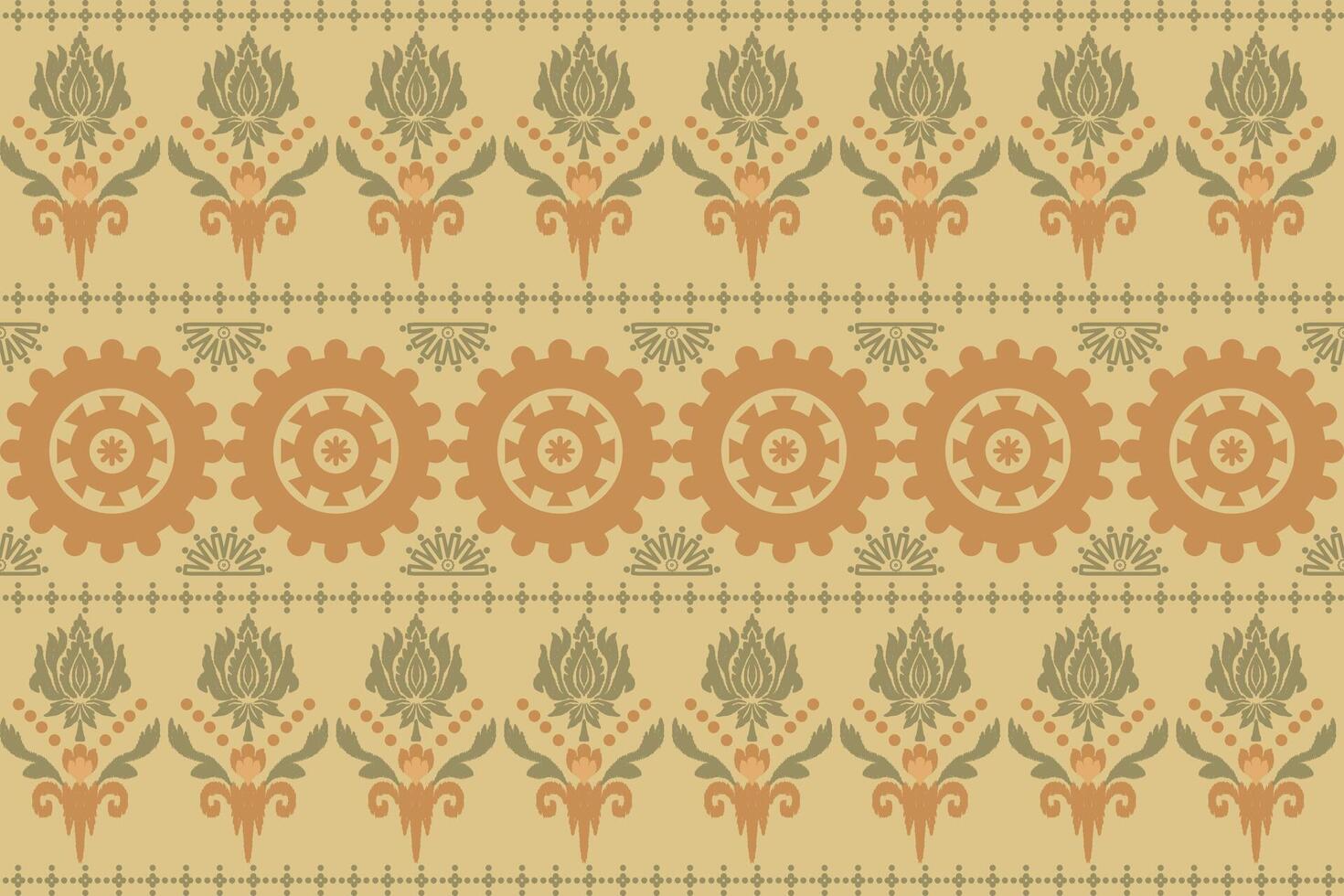 Floral background with handmade and seamless geometric oriental design. The original composition consists of brown and green colors. Including backgrounds, carpets, wallpaper, clothing. vector