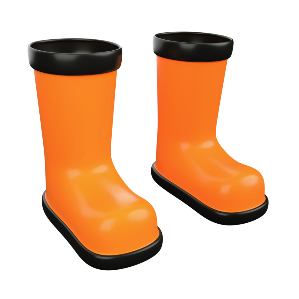3d illustration of pair of yellow Rain rubber boots png