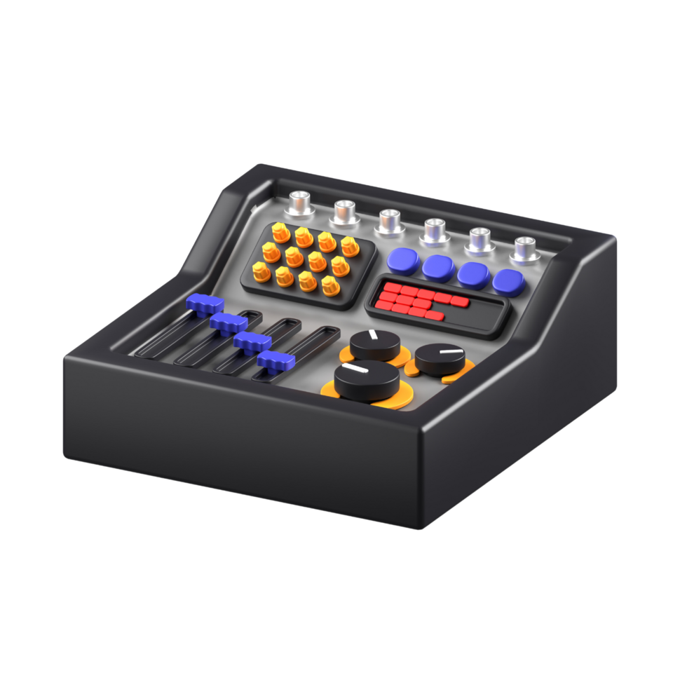 3D illustration of sound mixer, audio songs mix device abstract png