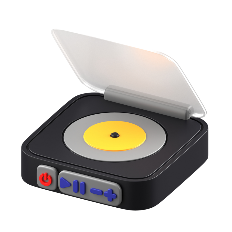 3d illustration of music player, Vinyl player isolated png