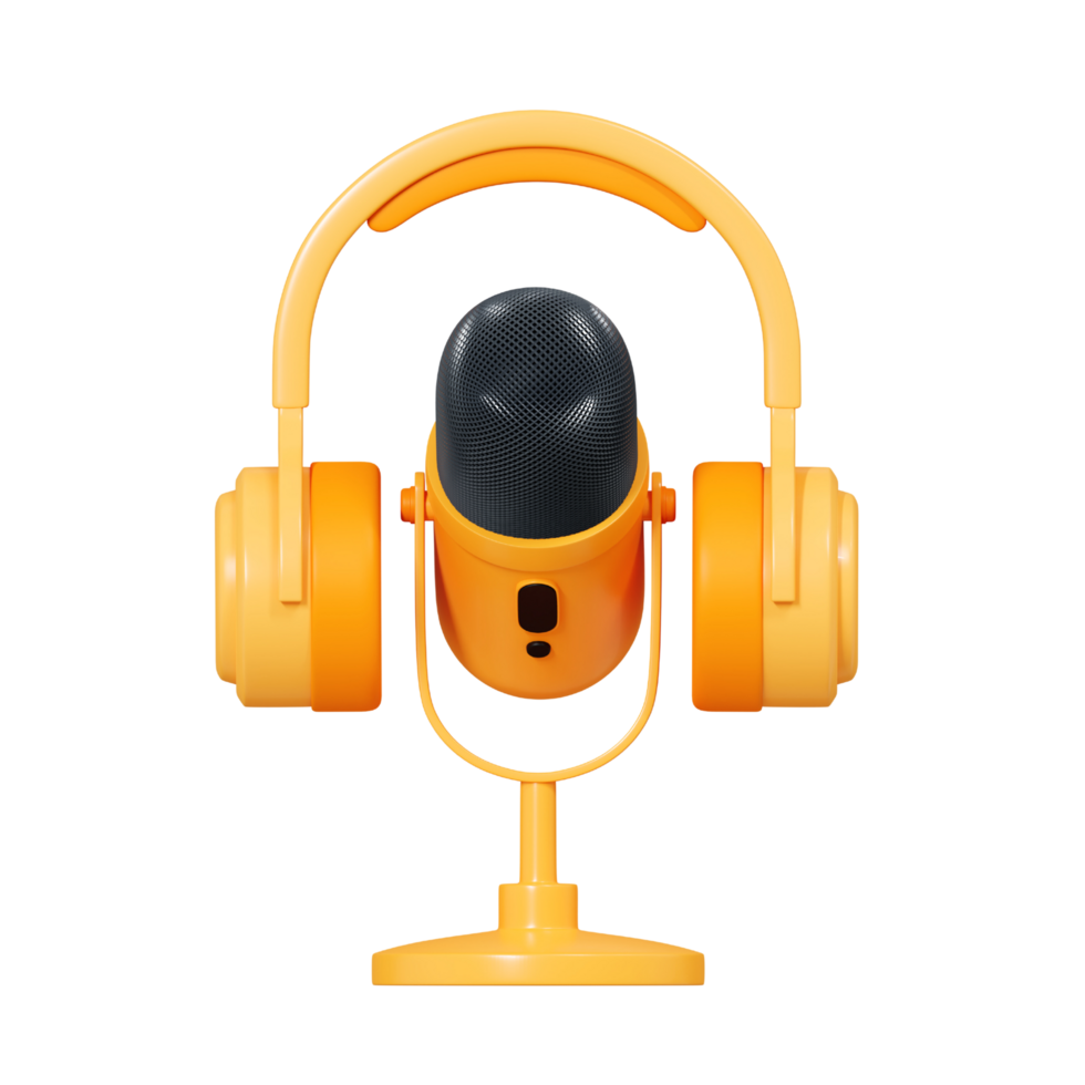 3d illustration of microphone , Radio studio recording abstract png