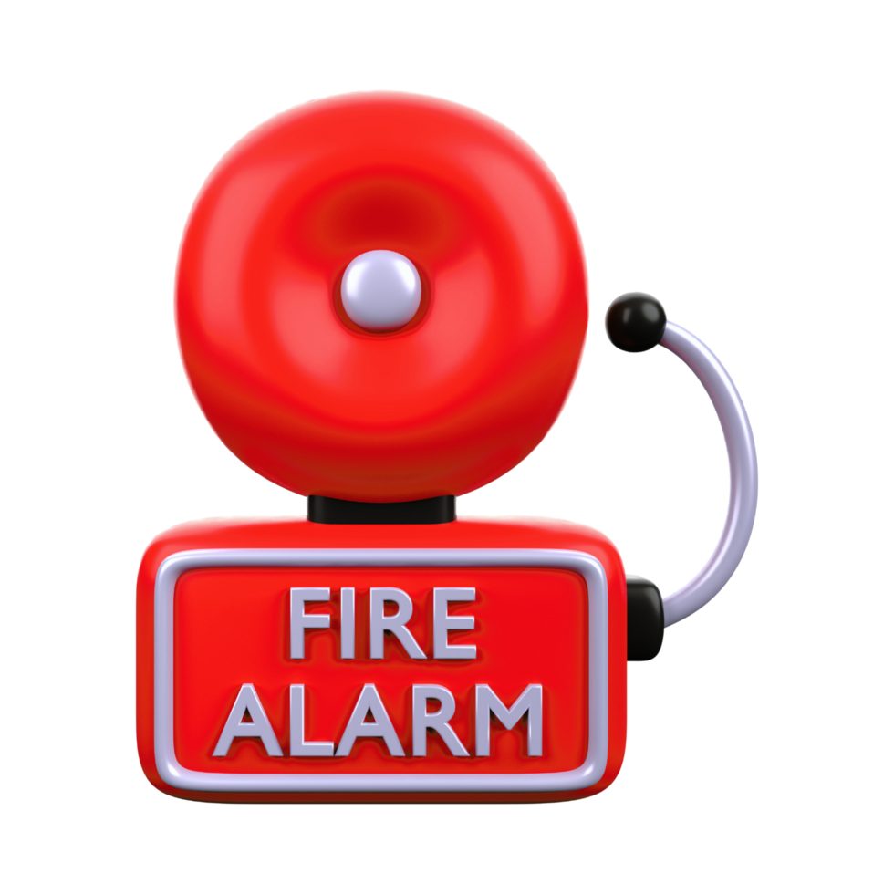 3d illustration of fire alarm flat style png