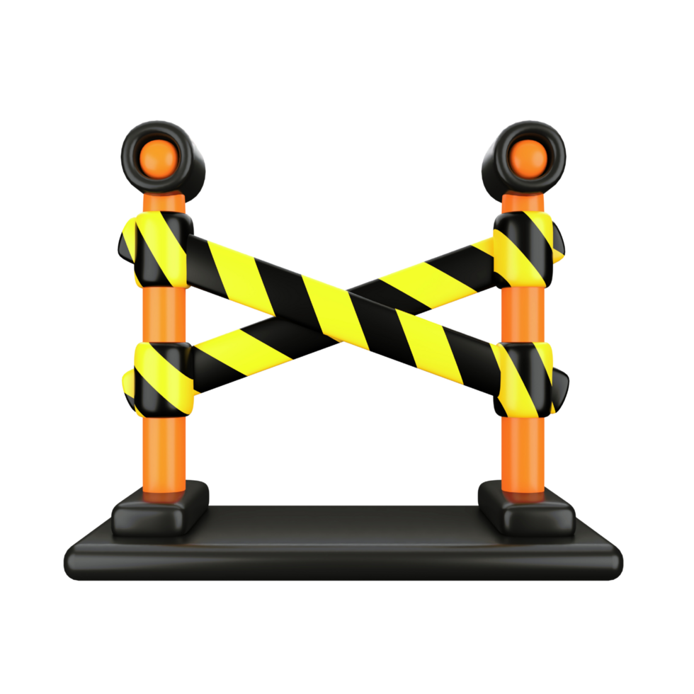 3d illustration of Road Barrier, no entry cross abstract png