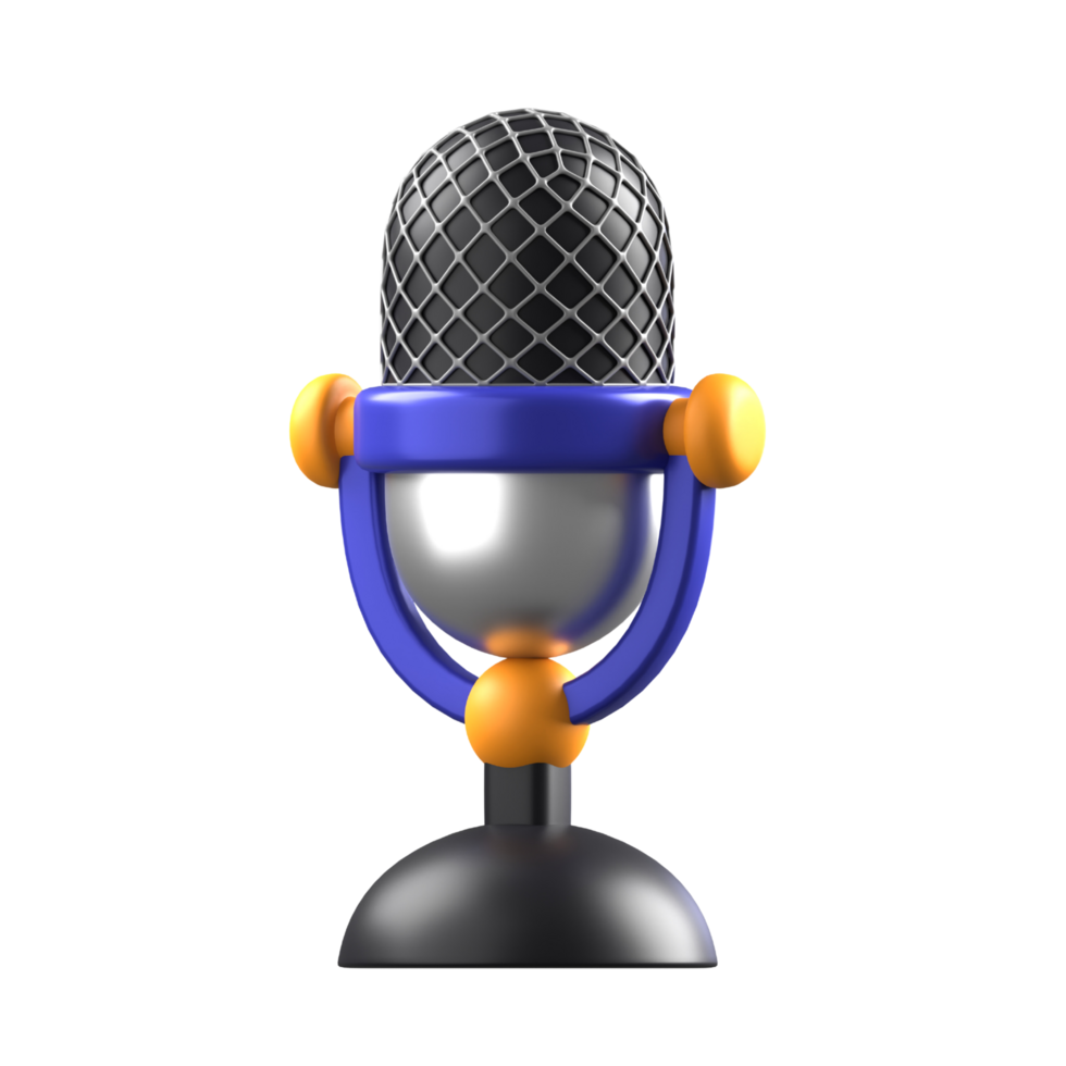 3d illustration of podcast mic, radio Jackey microphone abstract png