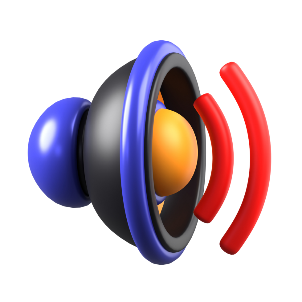 3D illustration of speaker with full volume abstract png