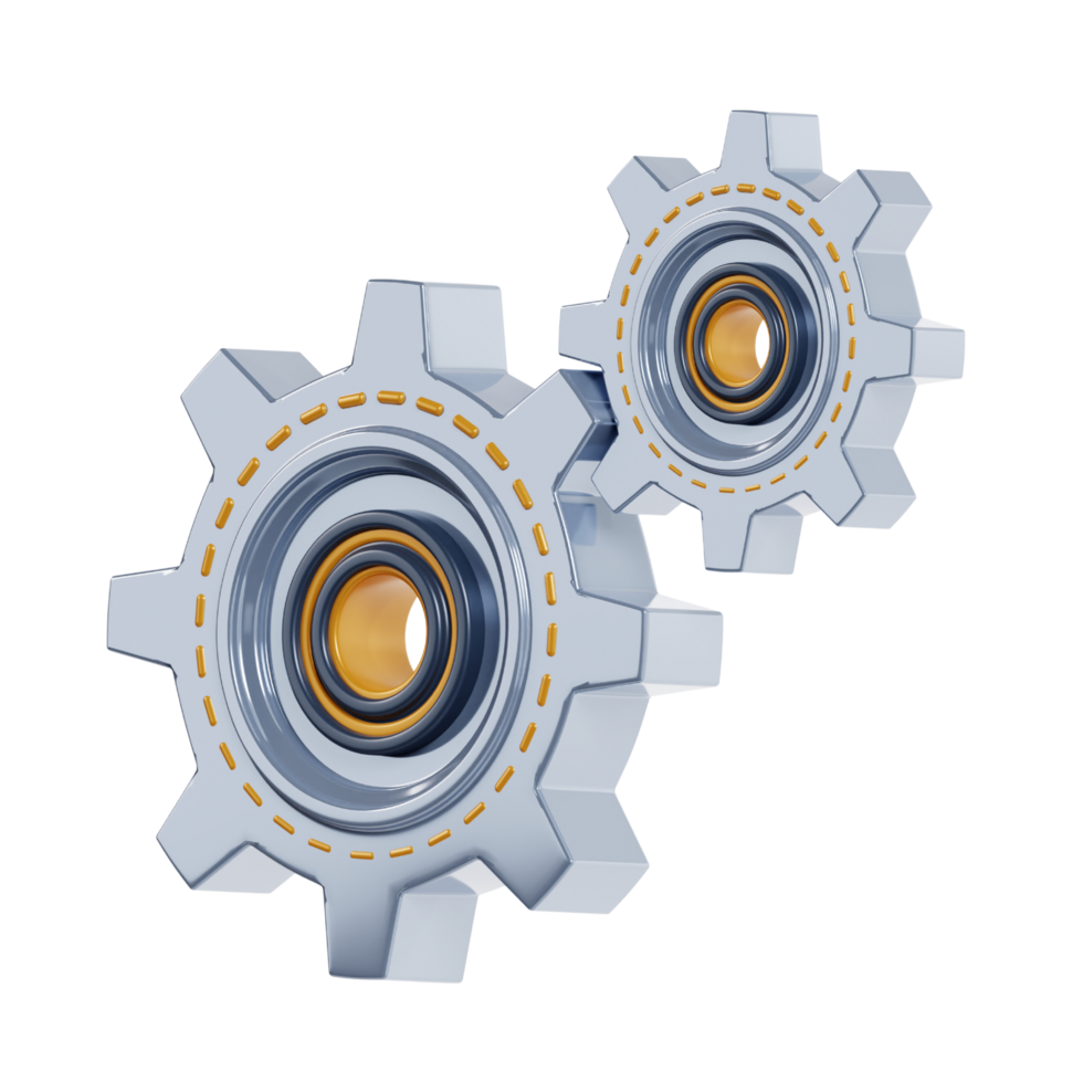 3d Metal gears isolated png