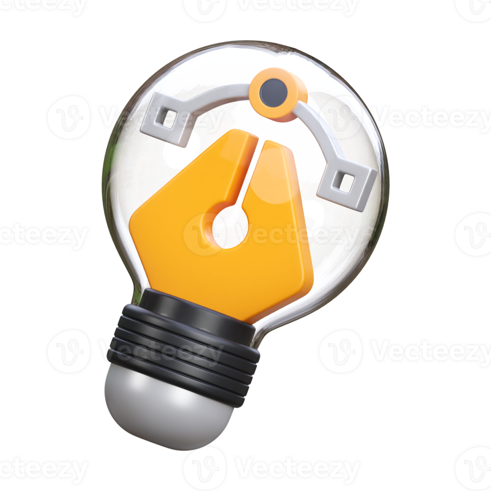 3d render of design idea icon illustration png