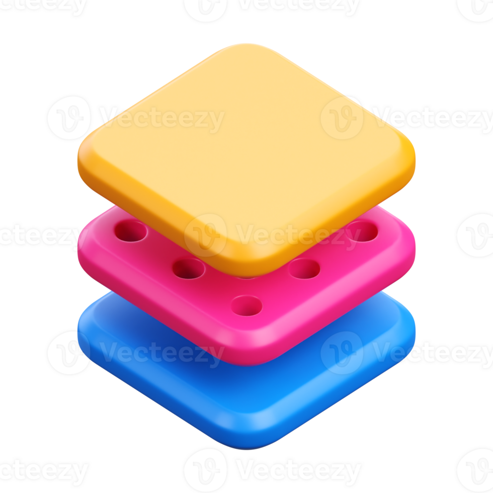 3d render of layer icon illustration png