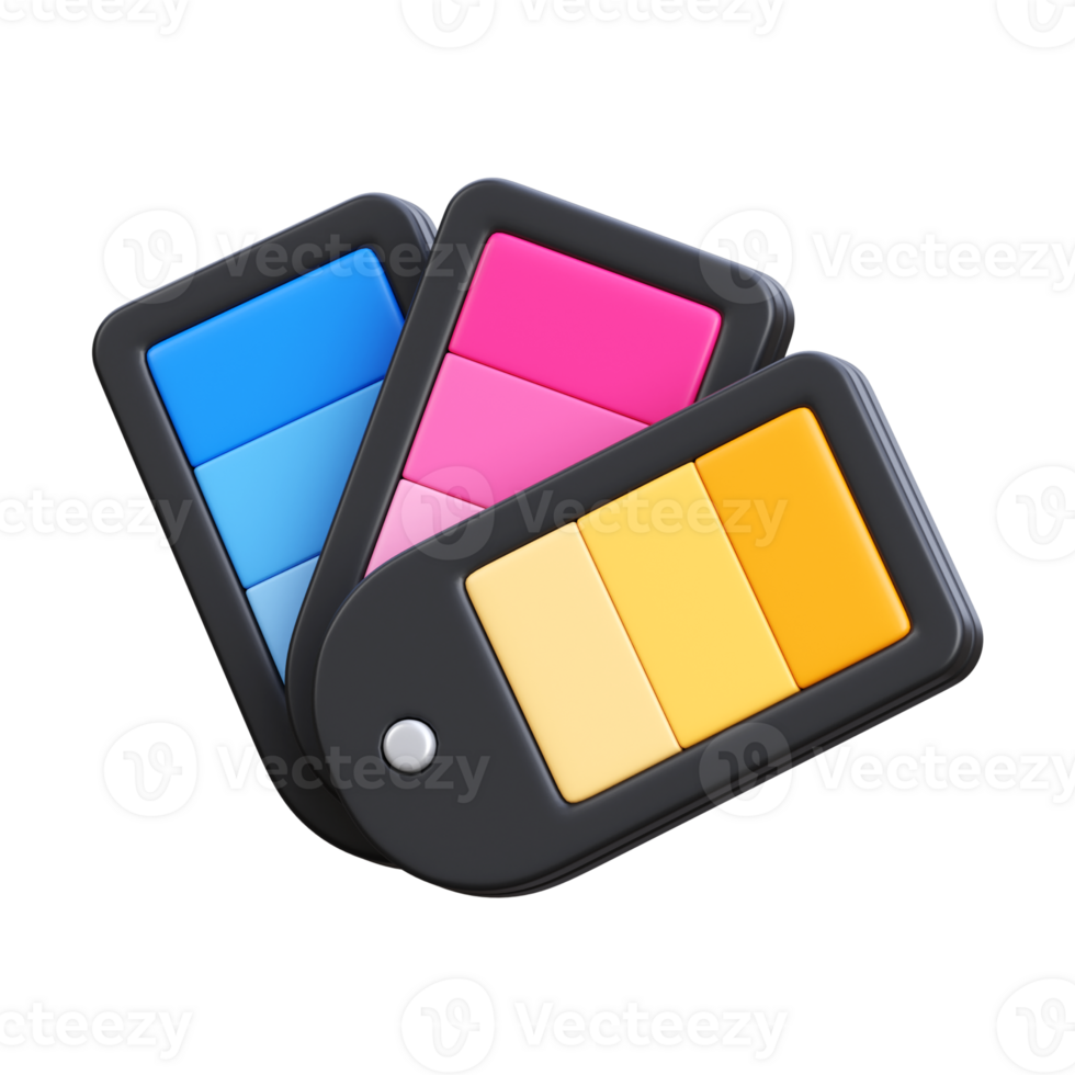 3d render of color palettes icon illustration png