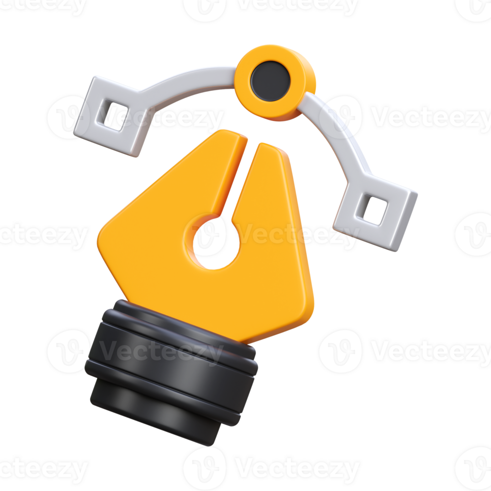 3d render of pen tool icon illustration png