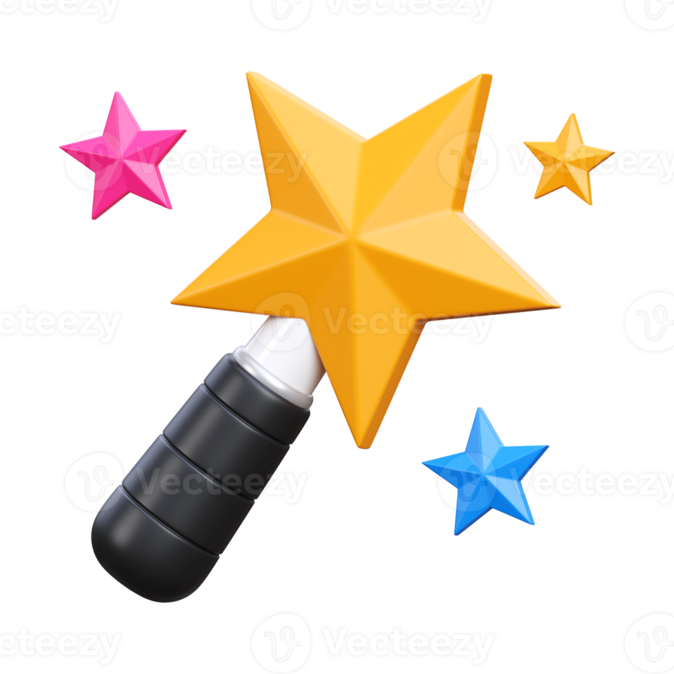 3d render of magic wand icon illustration png