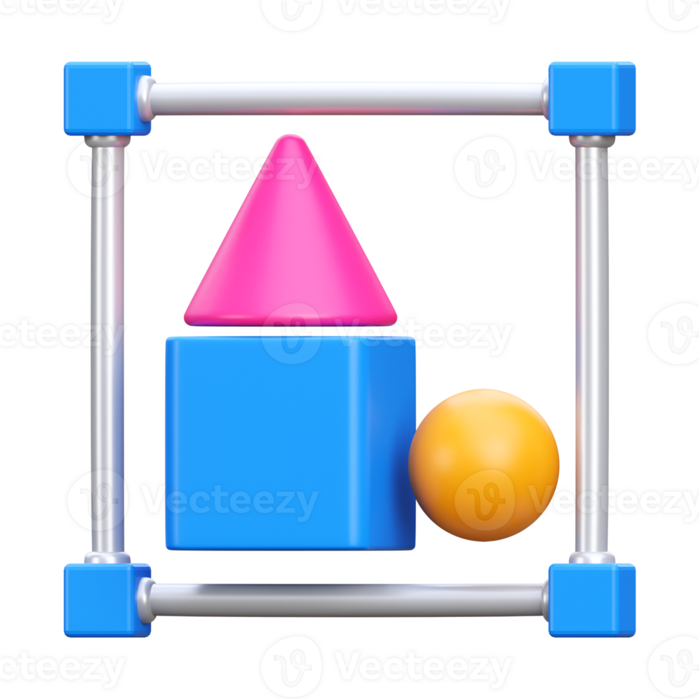 3d render of shape tool icon illustration png