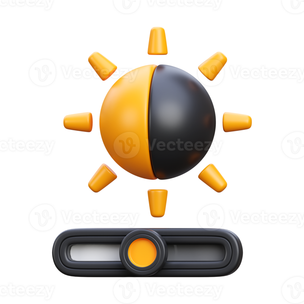3d render of brightness contrast icon illustration png