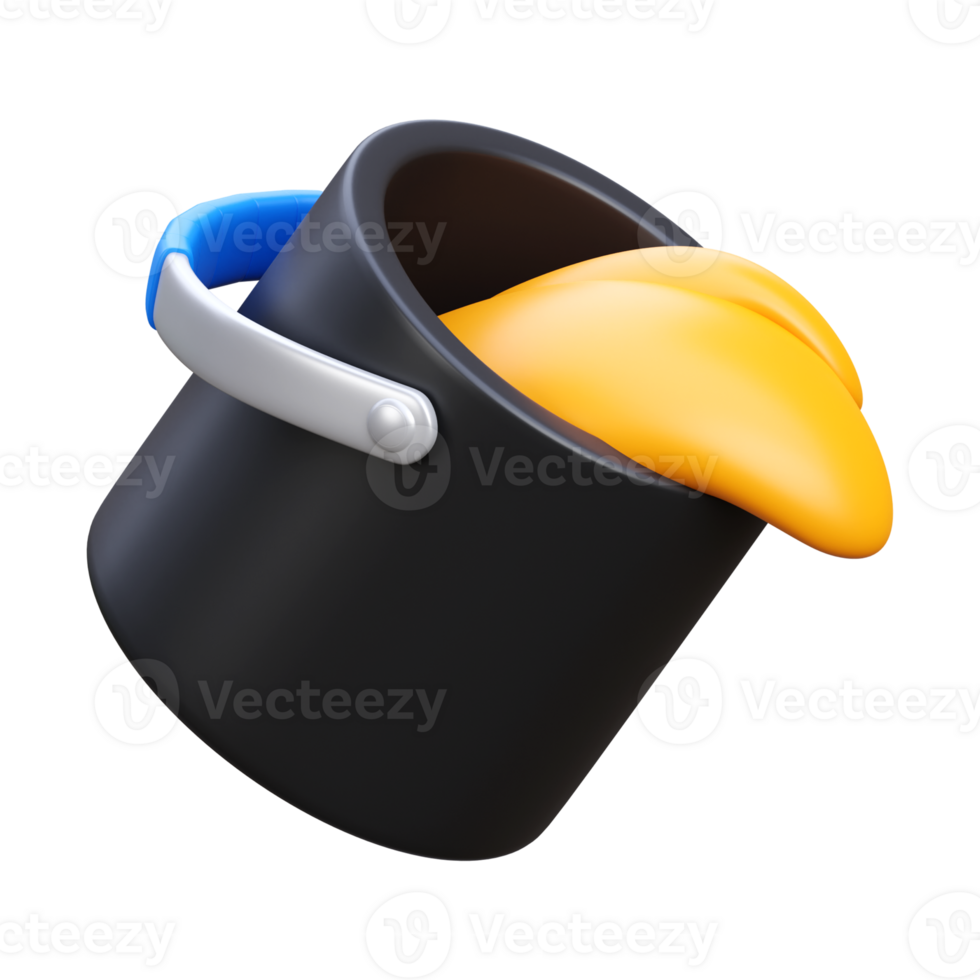 3d render of paint bucket icon illustration png