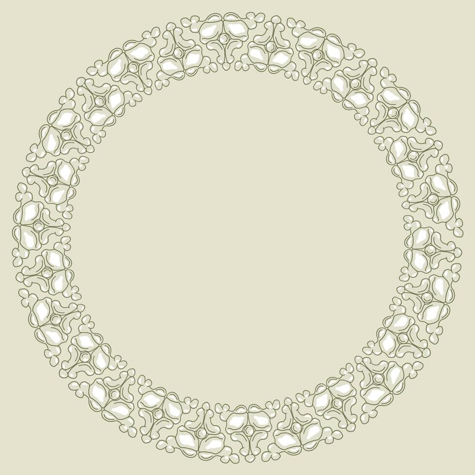 White round frame with Classic lace stucco pattern. Wedding decorative floral ornament, isolated elements, border, label for text vector