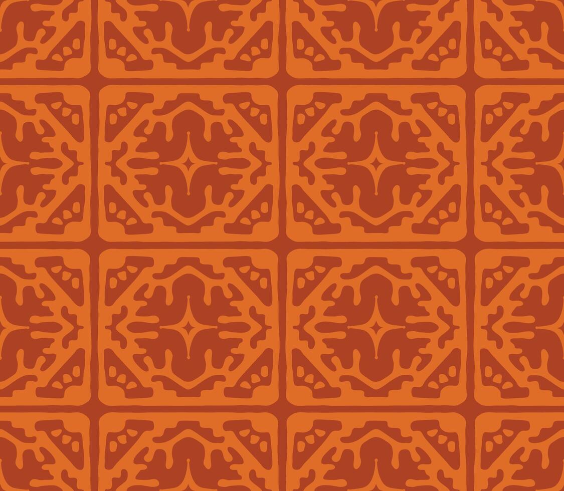 Traditional chinese pattern, seamless asian texture. Abstract geometric decorative orange background. 2 color flat style tile ornament. Wallpaper vector