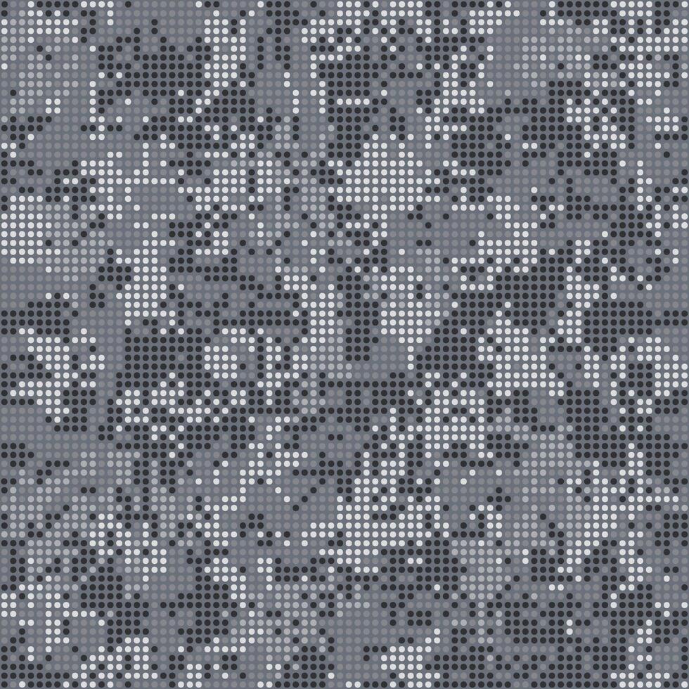 Fashionable dark camouflage pattern. Stylish military print for fabric, monochrome background. Urban camo halftone dots black texture. vector