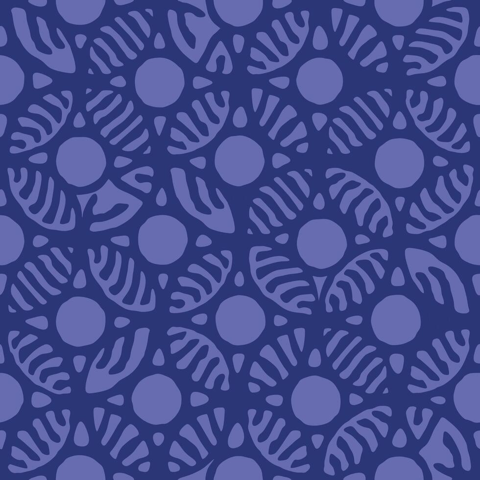 Cut square ornamental panels with abstract rounded shape. Fretwork screen template. Ethnic ornament of intertwined roots. Circles ancient pattern. Violet seamless texture vector