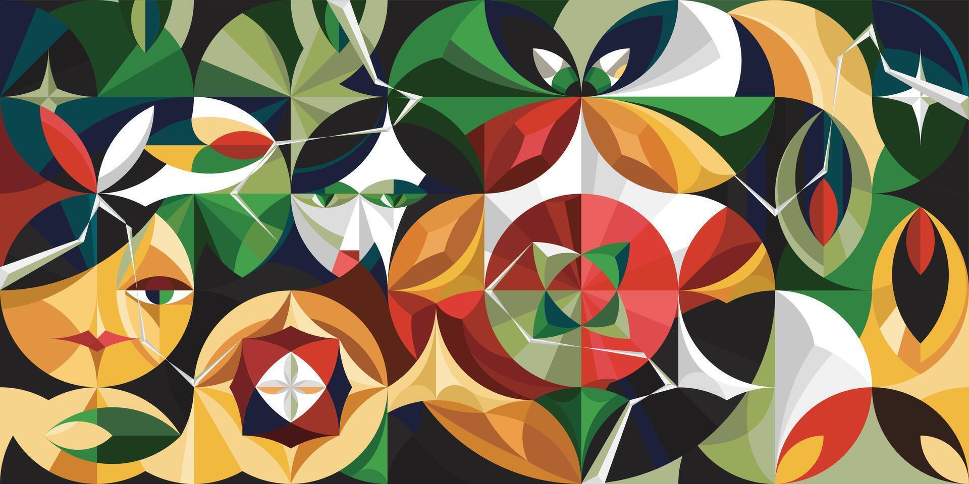 Geometry artwork poster with simple shapes and figures. Abstract mural pattern design in Scandinavian style for branding, web banner, business presentation, prints on fabric, wallpaper vector