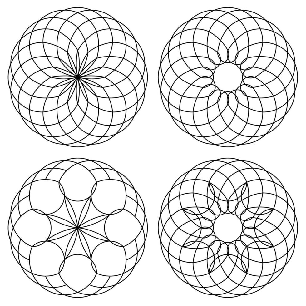 Rounded shape with triangles grid segments. Polygon mesh sphere, sacred geometry. Mandala circle ornament. Lattice of geometric shapes. Abstract figure. Platonic bodies. Pentagram sign vector