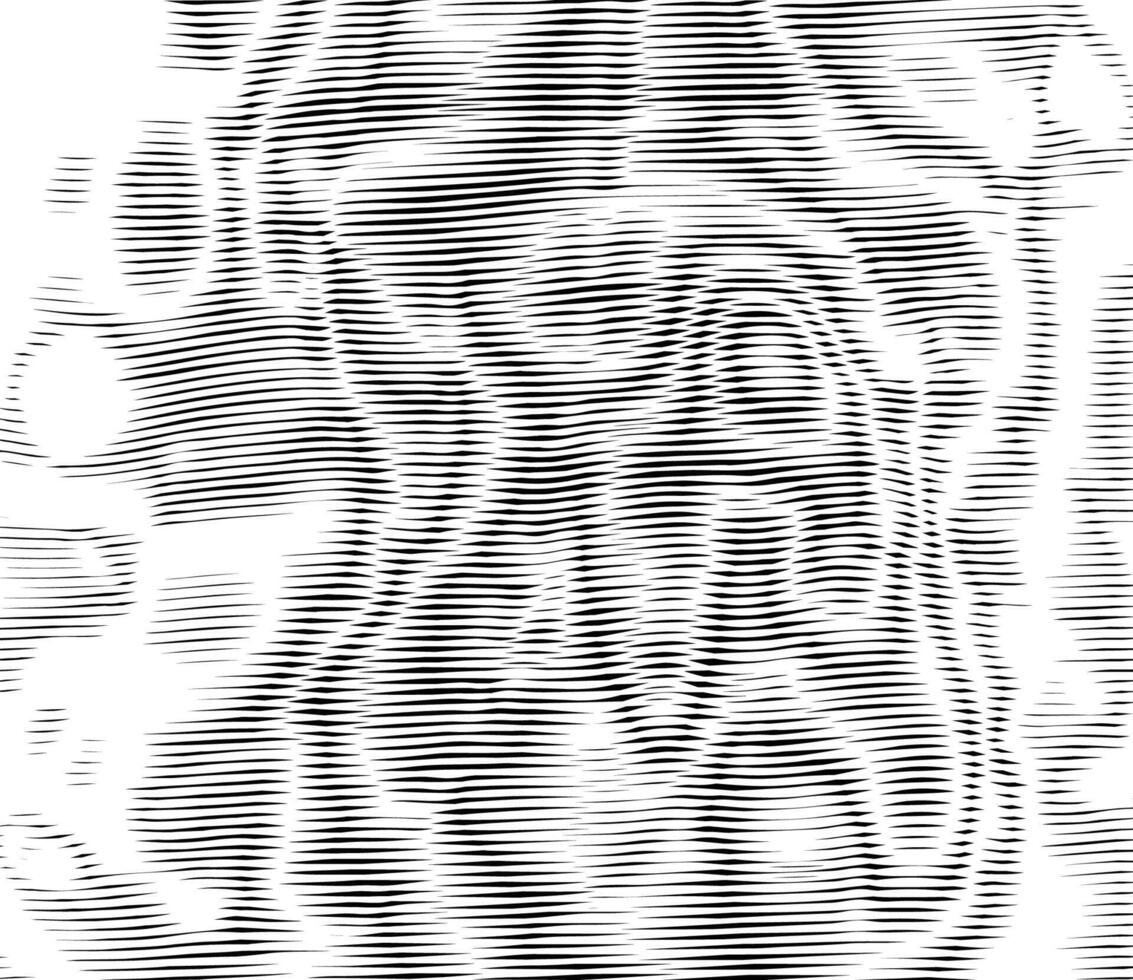 Ripple effect, wavy striped texture. Moire interference effect. Optical illusion art background. Monochrome glitch pattern vector