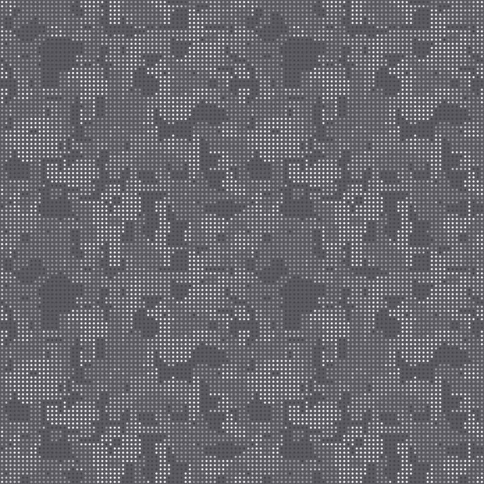 Gray camouflage of the LED screen. Urban camo halftone dots texture. Military pattern. Digital background vector
