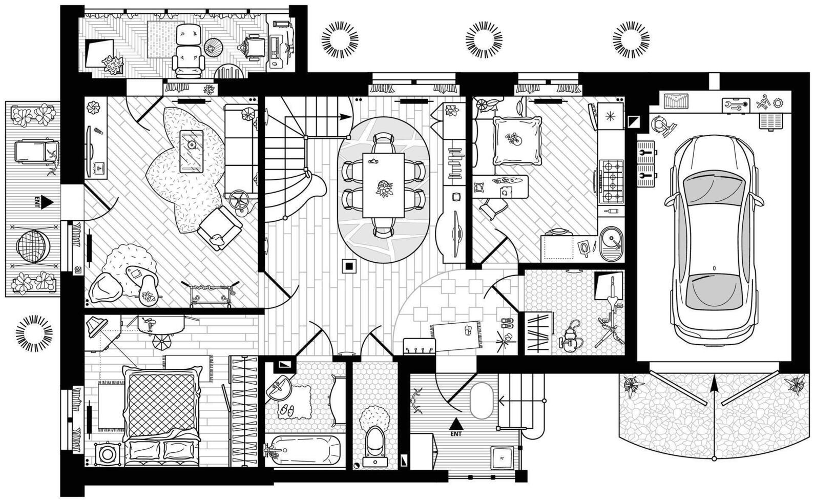 Apartment Floor Plan Layout Vector Art, Icons, and Graphics for Free
