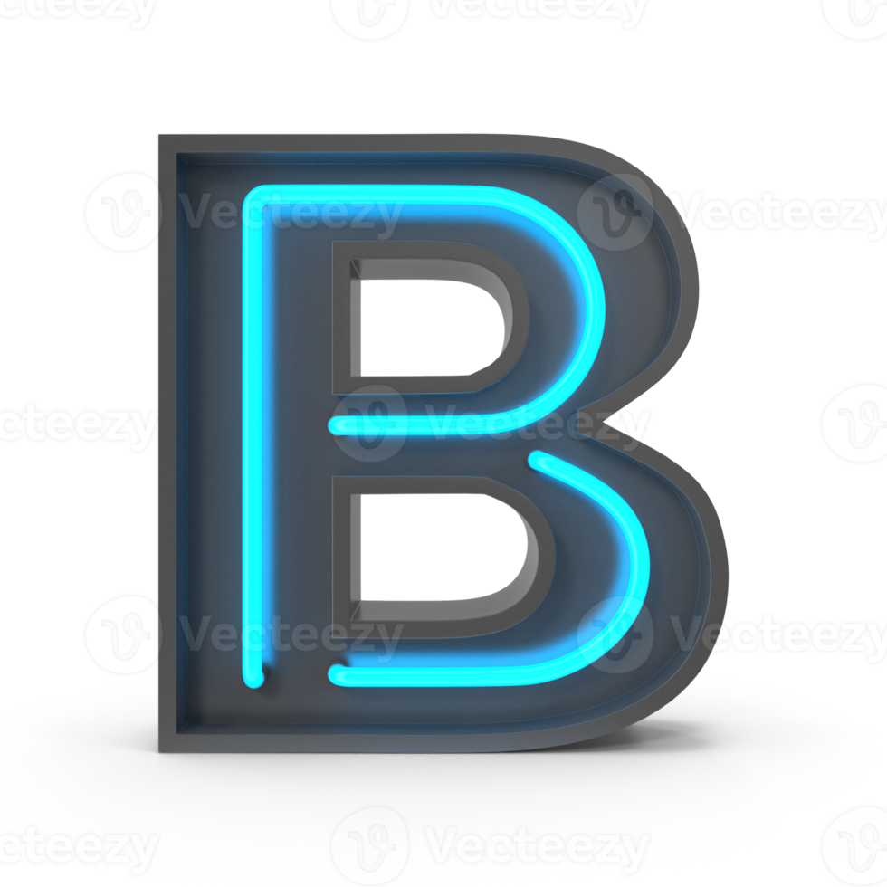 3d Neon Letter B png