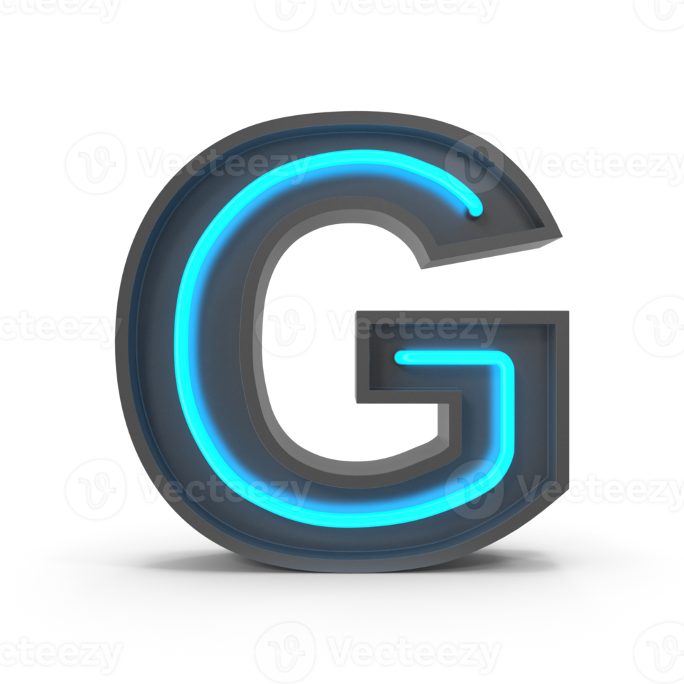 3d Neon Letter G png