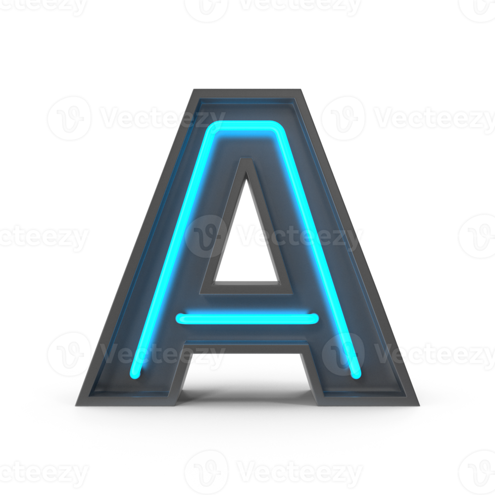 3d Neon Letter A, png