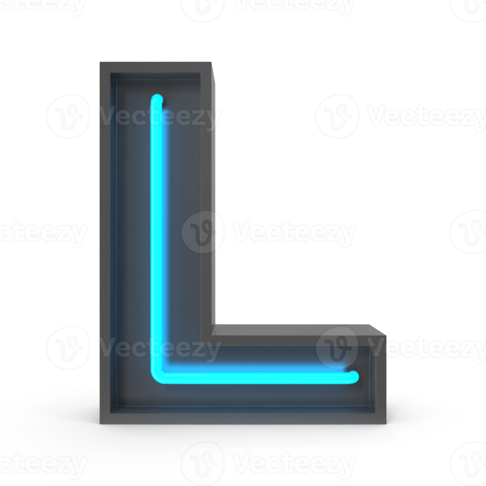 3d Neon Letter L png