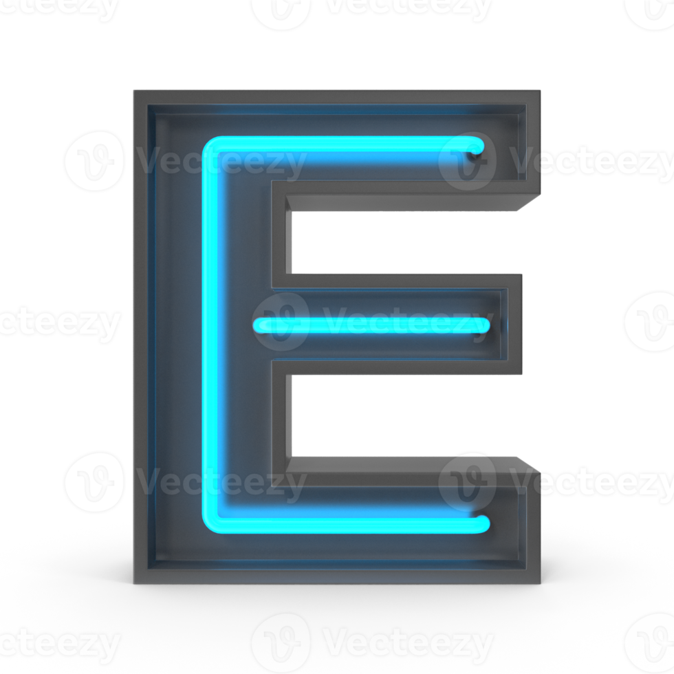 3d Neon Letter E png